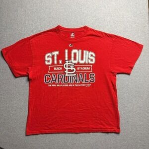 Majestic St Louis Cardinals Busch Stadium Graphic T Shirt Mens XL Red MLB